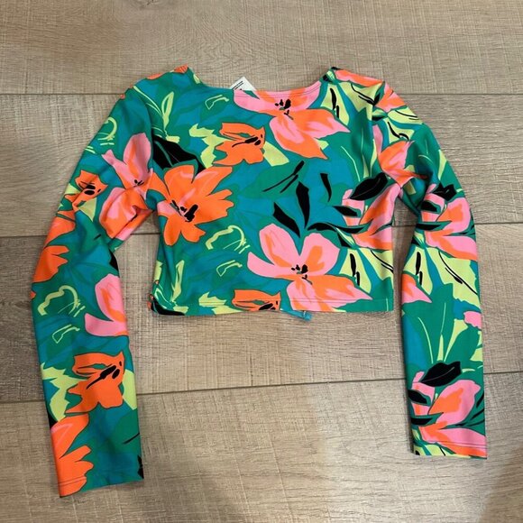 ART CLASS GIRLS MEDIUM 8 LONG SLEEVE SWIM TOP TROPICAL COLORS - Picture 4 of 4